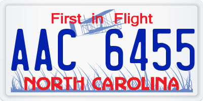 NC license plate AAC6455
