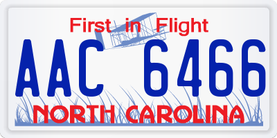 NC license plate AAC6466