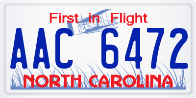 NC license plate AAC6472