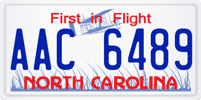 NC license plate AAC6489
