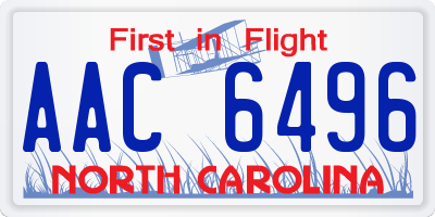 NC license plate AAC6496
