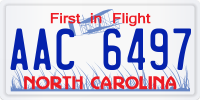 NC license plate AAC6497