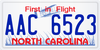 NC license plate AAC6523