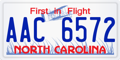NC license plate AAC6572