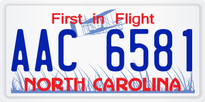 NC license plate AAC6581