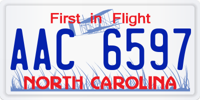 NC license plate AAC6597