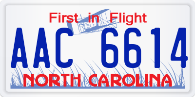 NC license plate AAC6614