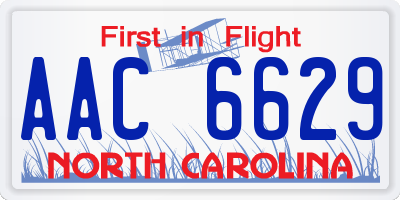 NC license plate AAC6629