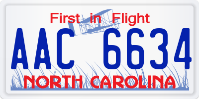 NC license plate AAC6634