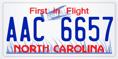NC license plate AAC6657