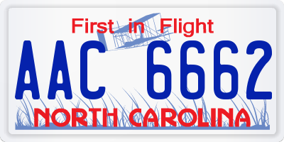 NC license plate AAC6662
