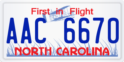 NC license plate AAC6670