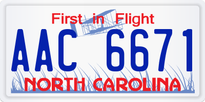 NC license plate AAC6671