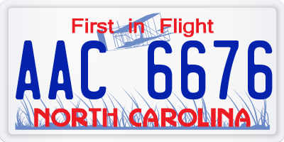 NC license plate AAC6676
