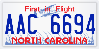 NC license plate AAC6694
