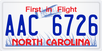 NC license plate AAC6726