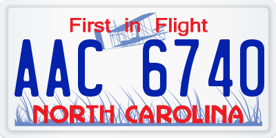 NC license plate AAC6740