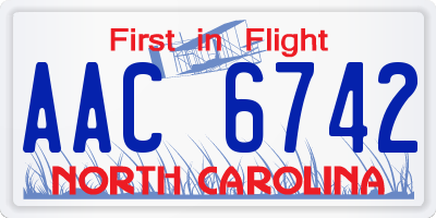 NC license plate AAC6742