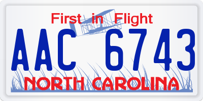 NC license plate AAC6743