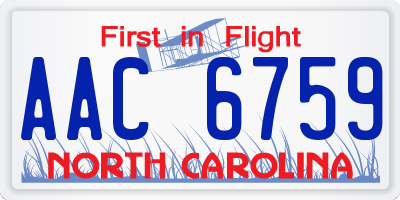NC license plate AAC6759