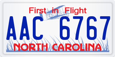 NC license plate AAC6767