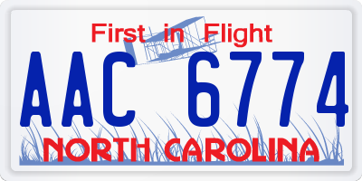 NC license plate AAC6774