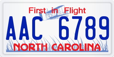 NC license plate AAC6789