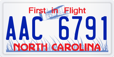 NC license plate AAC6791