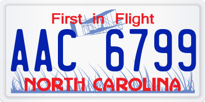 NC license plate AAC6799