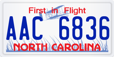 NC license plate AAC6836