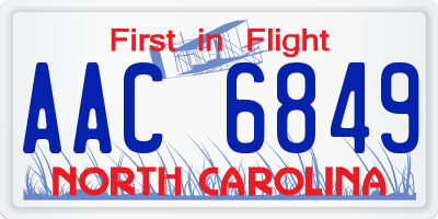 NC license plate AAC6849