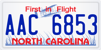 NC license plate AAC6853
