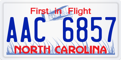 NC license plate AAC6857