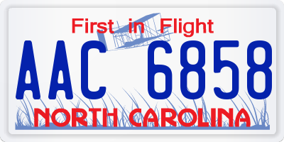 NC license plate AAC6858