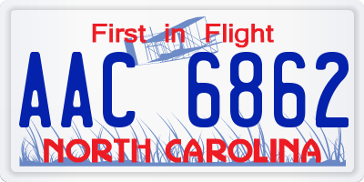 NC license plate AAC6862