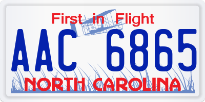 NC license plate AAC6865