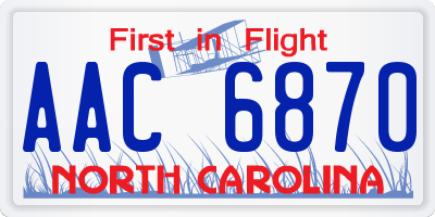 NC license plate AAC6870