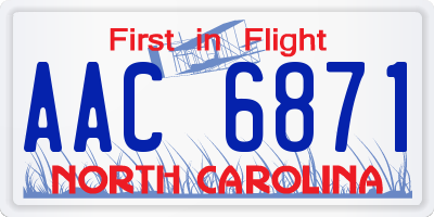 NC license plate AAC6871