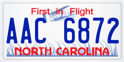 NC license plate AAC6872