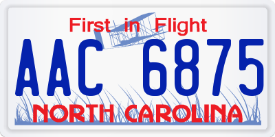 NC license plate AAC6875