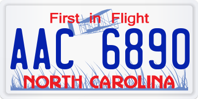 NC license plate AAC6890