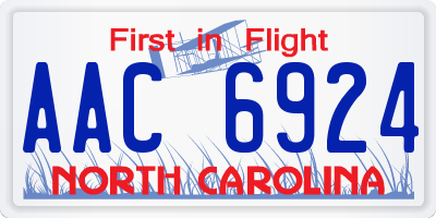 NC license plate AAC6924
