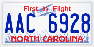 NC license plate AAC6928
