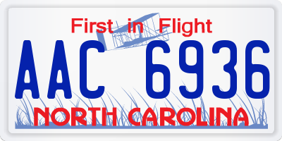 NC license plate AAC6936