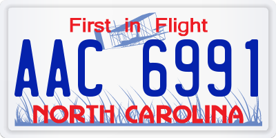 NC license plate AAC6991