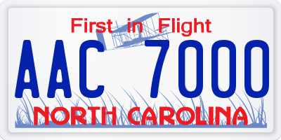 NC license plate AAC7000
