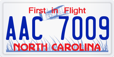 NC license plate AAC7009
