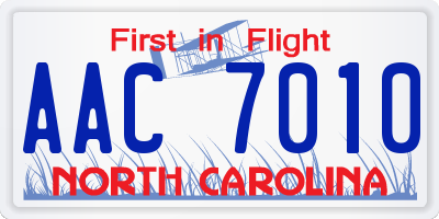 NC license plate AAC7010