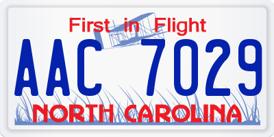 NC license plate AAC7029
