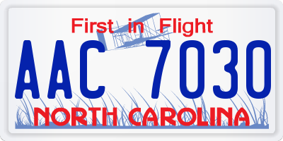 NC license plate AAC7030